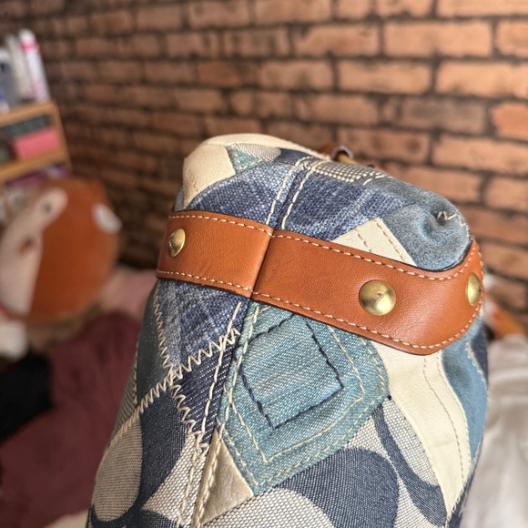 Vintage Y2K Coach Carly Blue Denim Patchwork Shoulder Bag 12215 - Picture 4 of 14